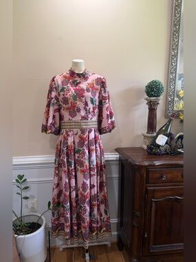 Glory Connection Pink Floral High-Neck Dress